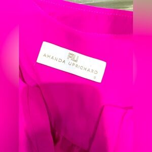 AMANDA UPRICHARD 💯‎ Silk neon pink sleeveless shirt dress size S.
